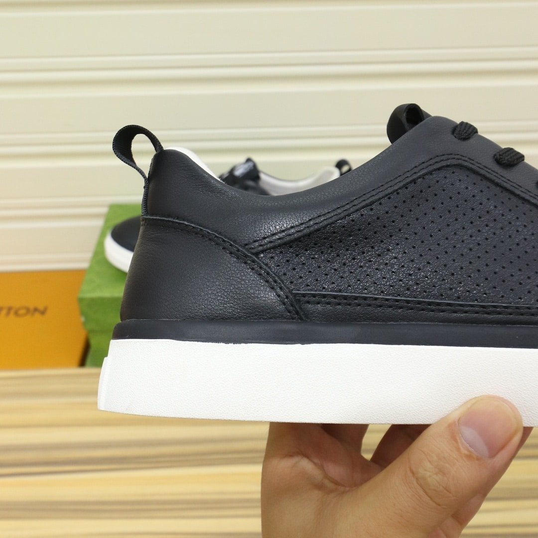 Gvc*1 Men’S Platform Sneaker Leather Black And Black Edge