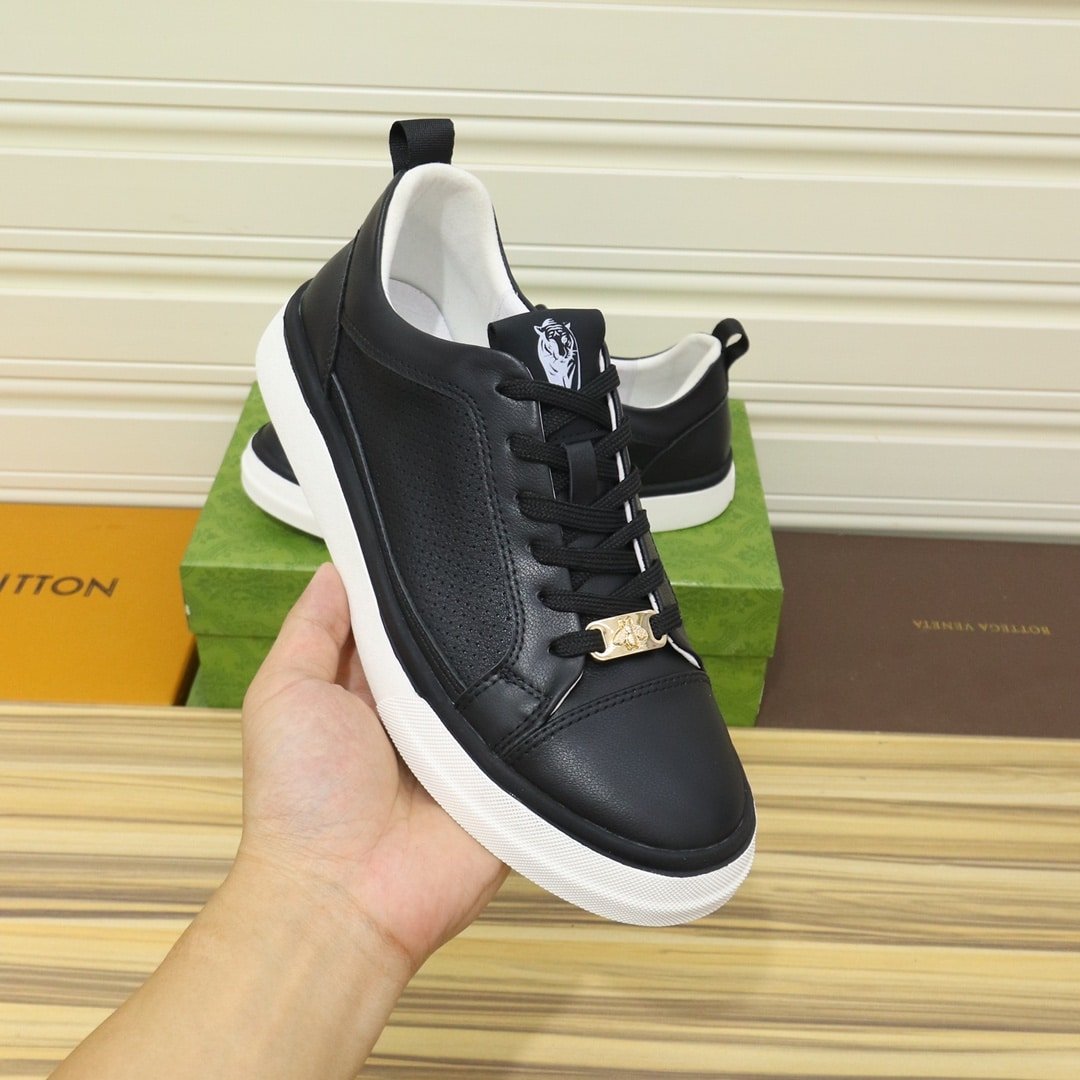 Gvc*1 Men’S Platform Sneaker Leather Black And Black Edge