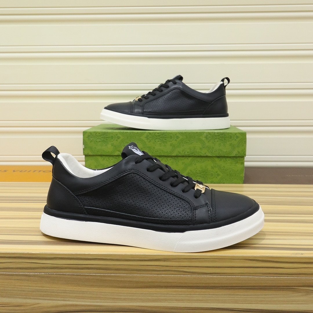 Gvc*1 Men’S Platform Sneaker Leather Black And Black Edge