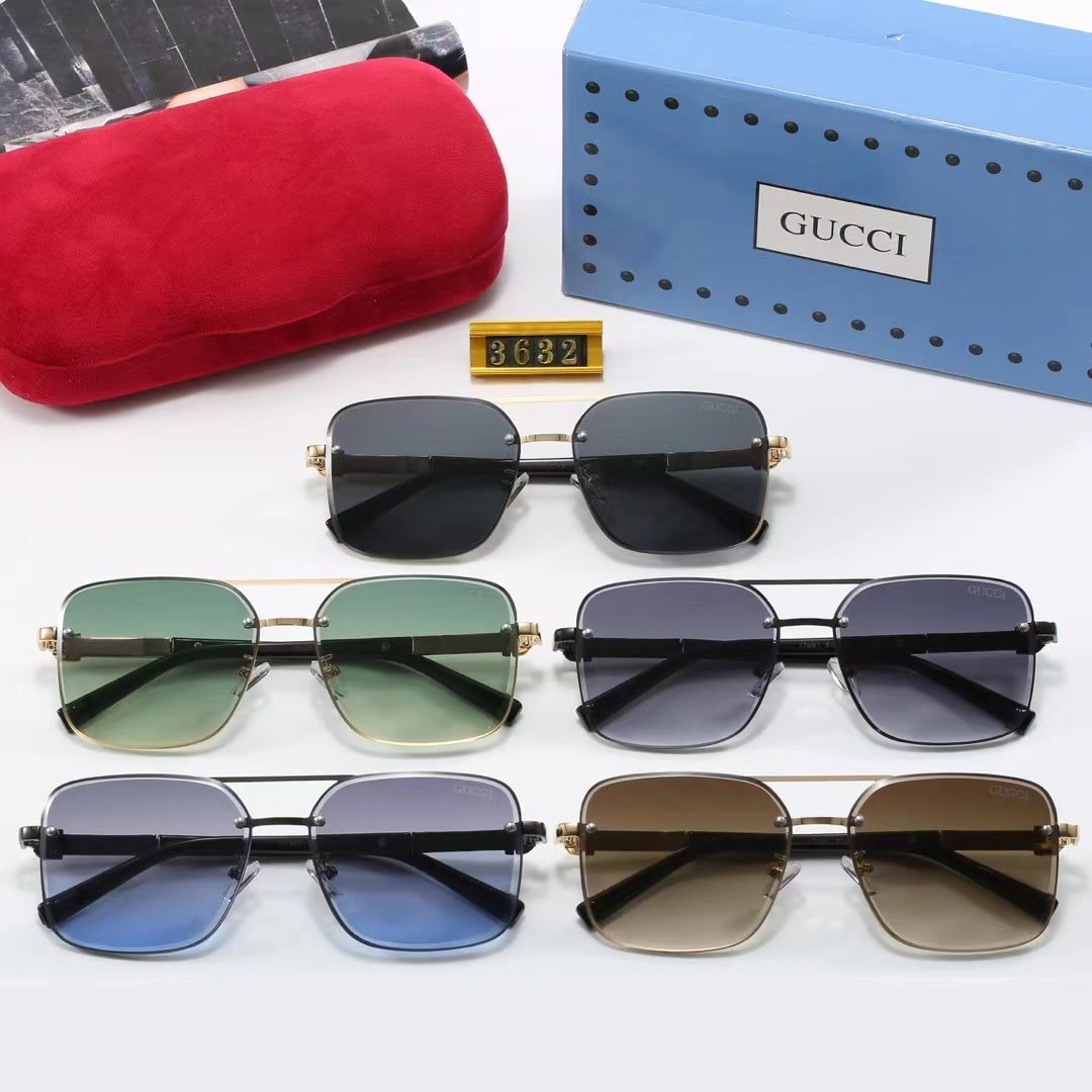 Gvc*1 Square Gradient Vintage Gold Metal Sunglasses Brown