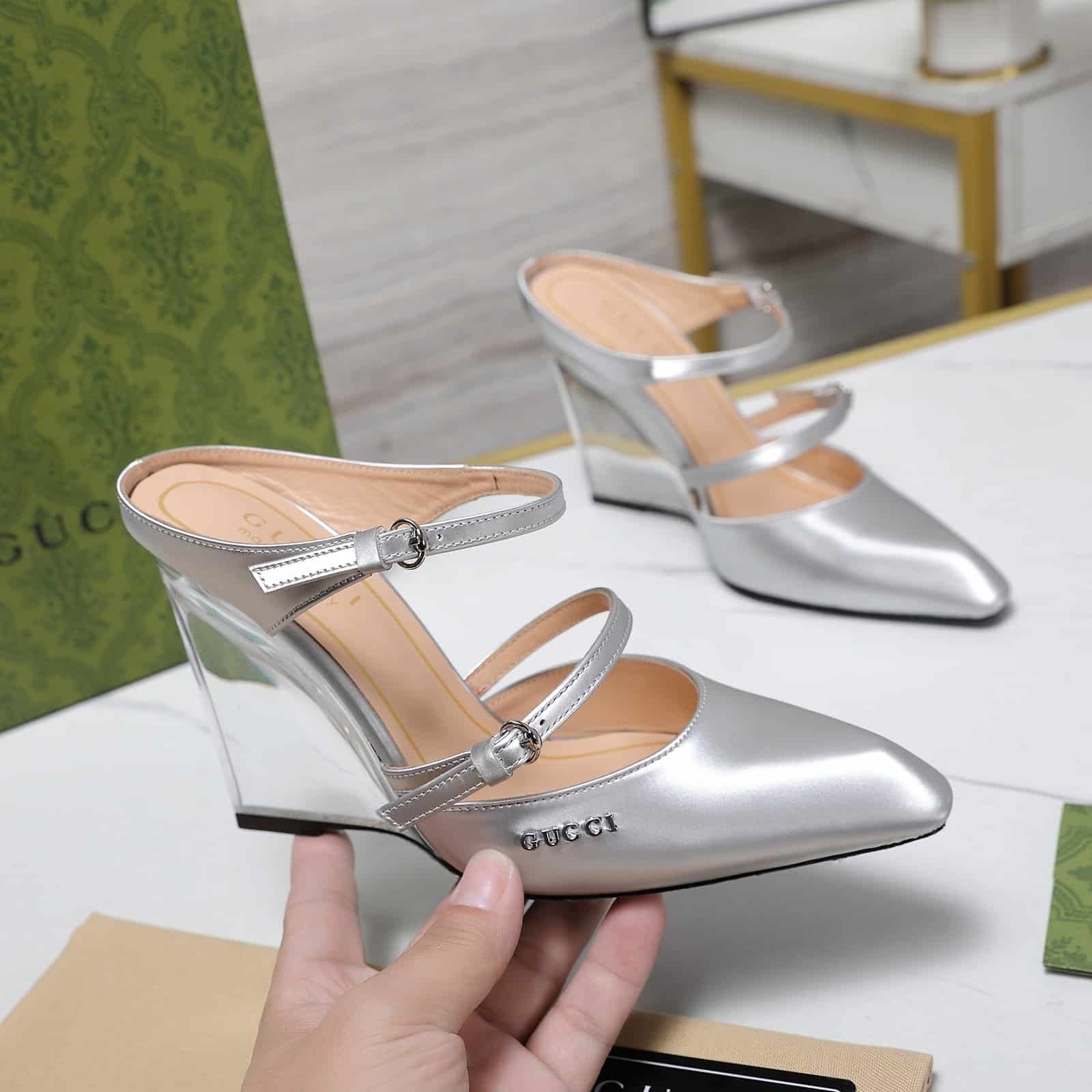 Gvc*1 Women’s Wedge Mule Silver 828030 Aabu5 8106