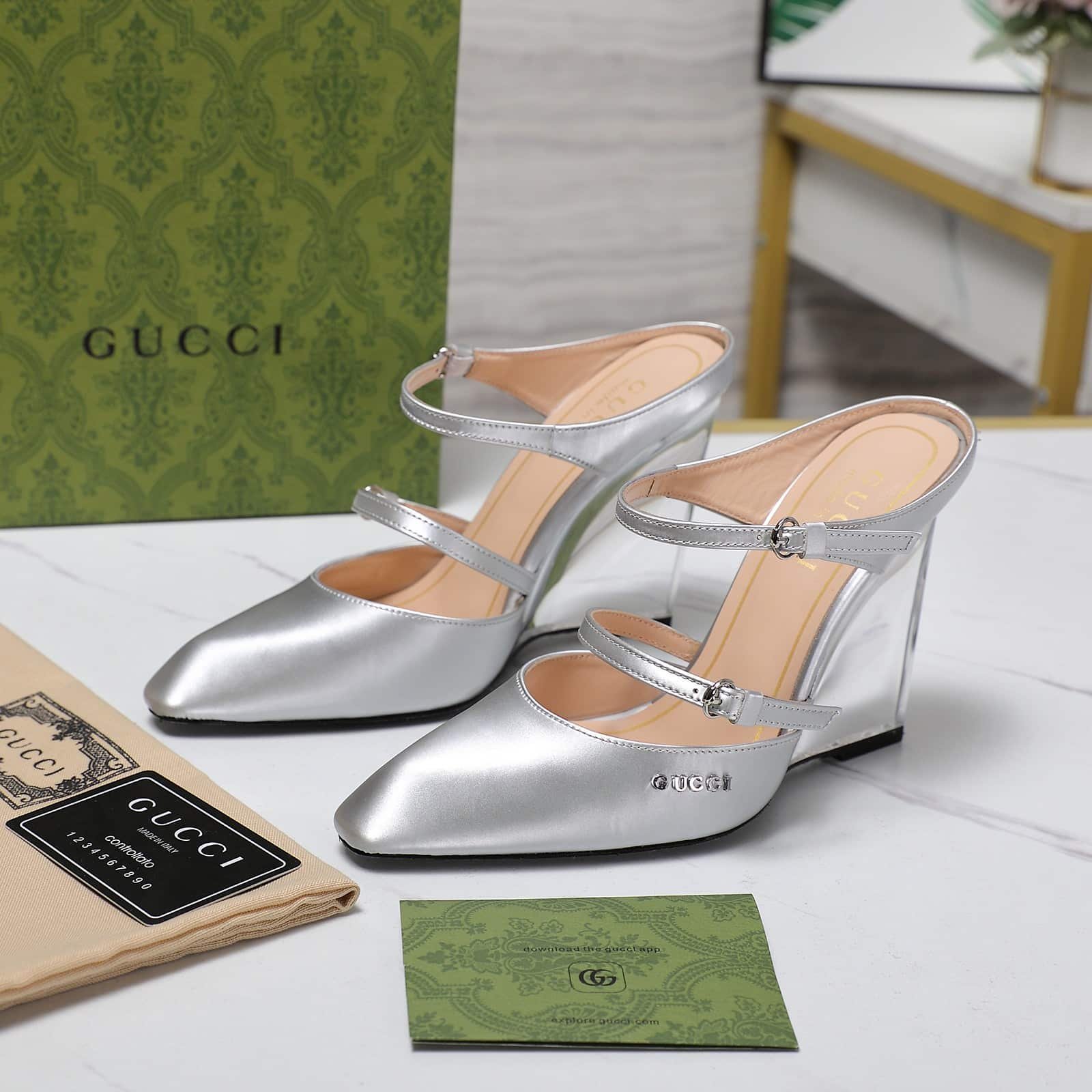 Gvc*1 Women’s Wedge Mule Silver 828030 Aabu5 8106