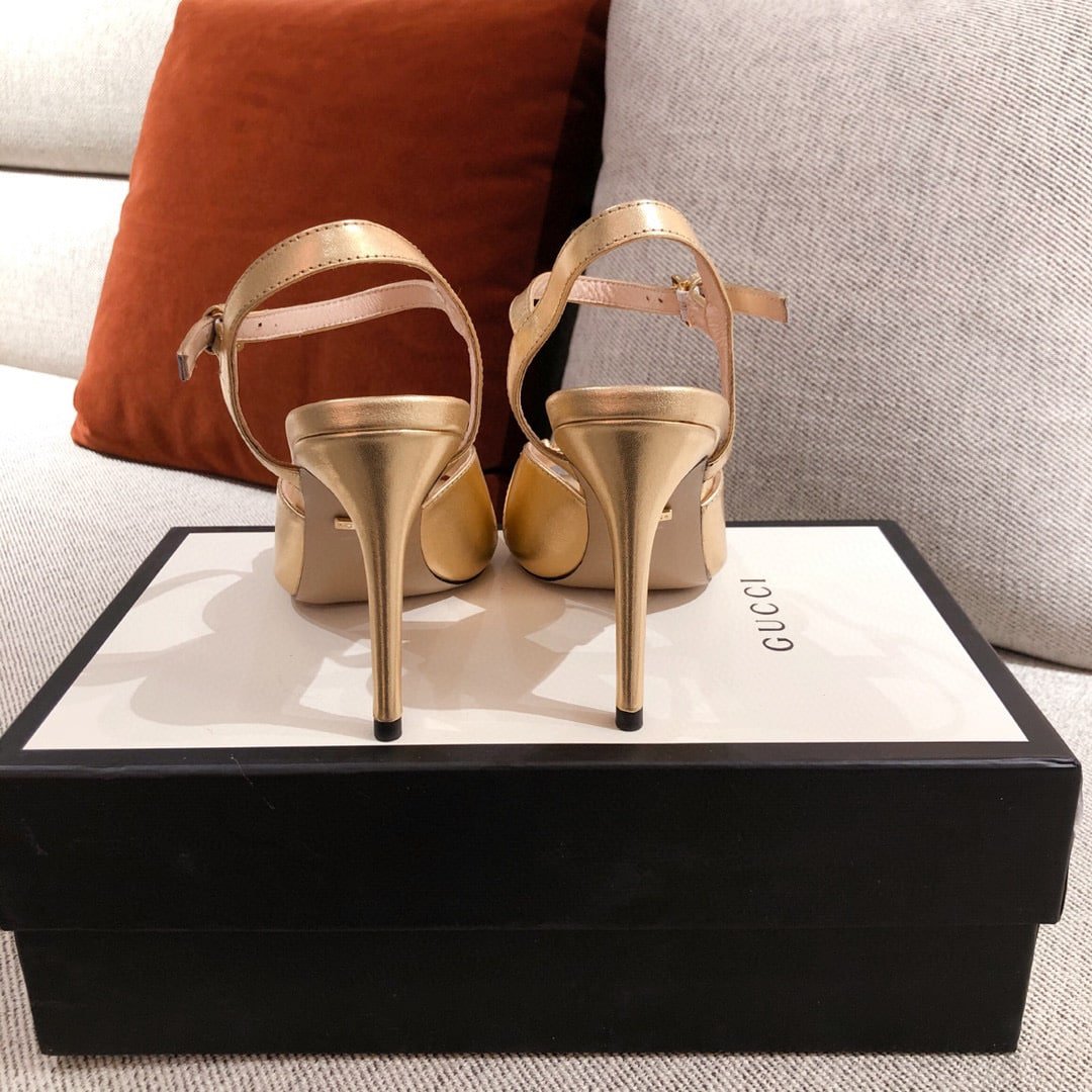 Gvc*1 Ankle Buckle Strap Sylvie Chain Sandals In Gold