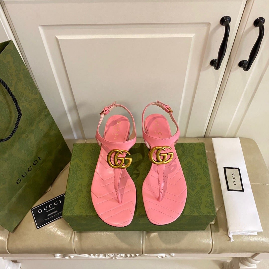 Gvc*1 Double G Sandal Leather Pastel Pink 674840 Bko00 5815