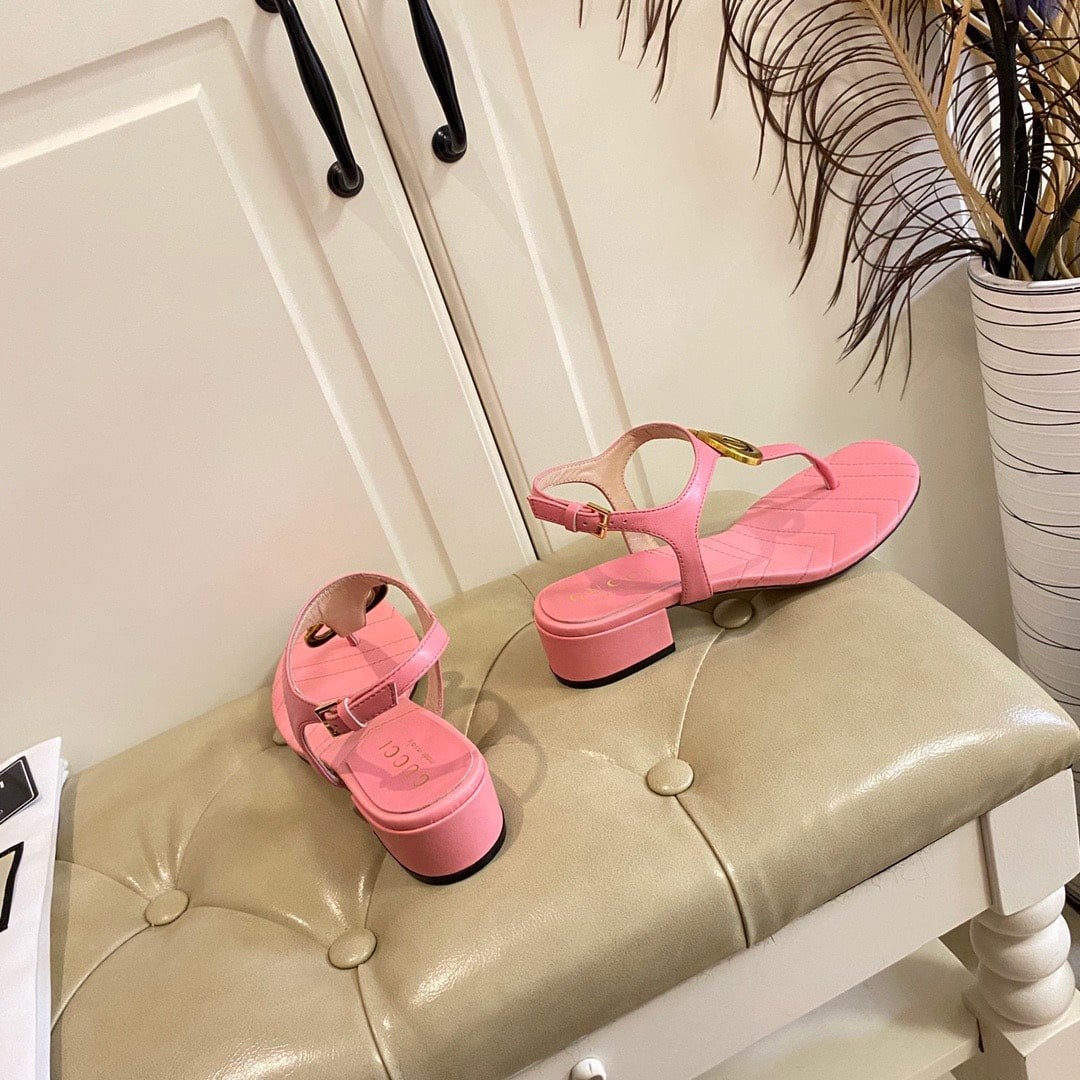Gvc*1 Double G Sandal Leather Pastel Pink 674840 Bko00 5815