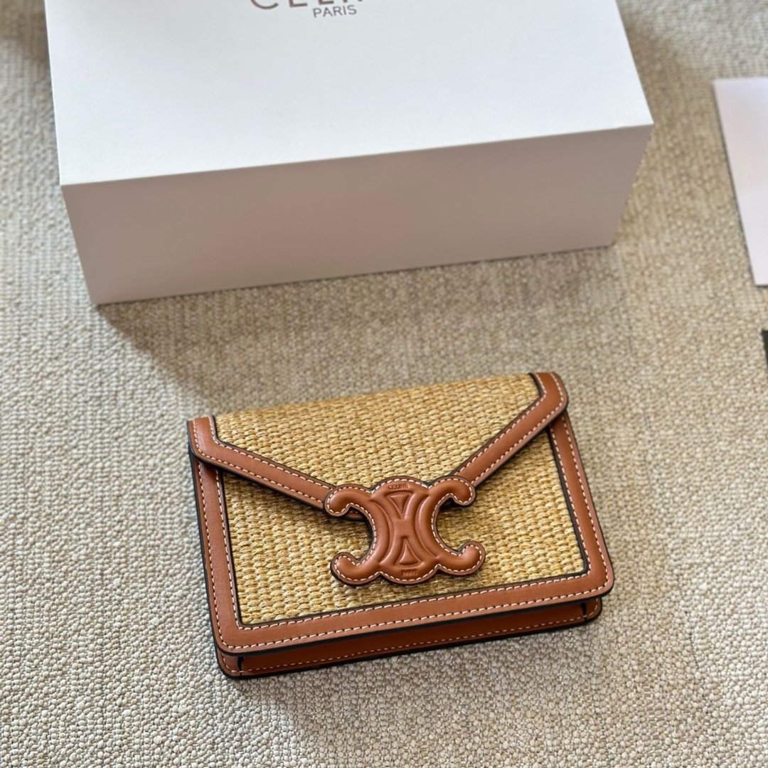 Ce1i*e Wallet On Strap Cuir Triomphe In Raffia Natural 20Cm 10L042Eww 02Nt