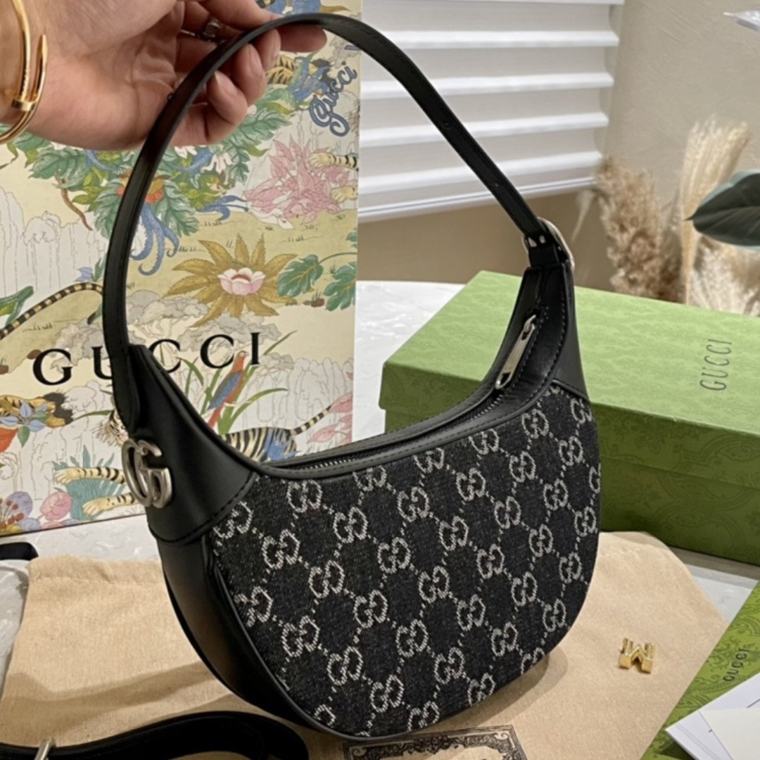 Gvc*1 Ophidia Gg Mini Denim Bag Black And Gray 19Cm 658551 Fac2F 8450
