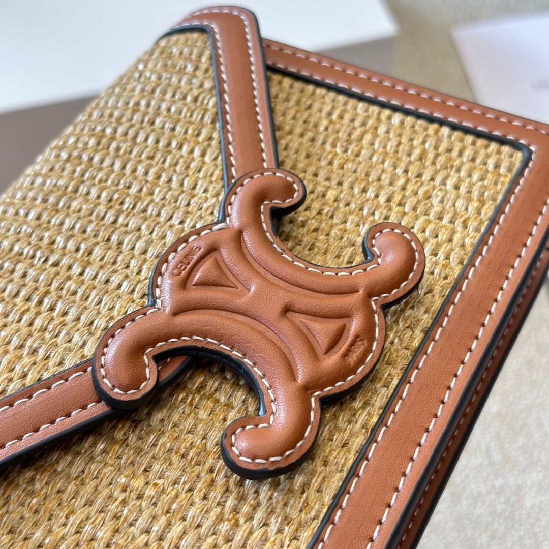 Ce1i*e Wallet On Strap Cuir Triomphe In Raffia Natural 20Cm 10L042Eww 02Nt