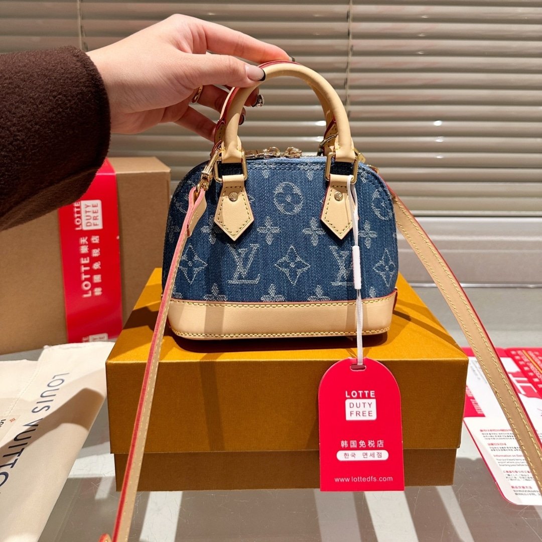 L0vis Vvtt0n Alma BB Monogram Canvas Bag Denim Blue 16Cm