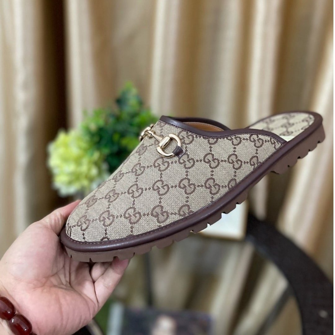 Gvc*1 Gg Slipper Horsebit Canvas Beige 655571 96G60 9762