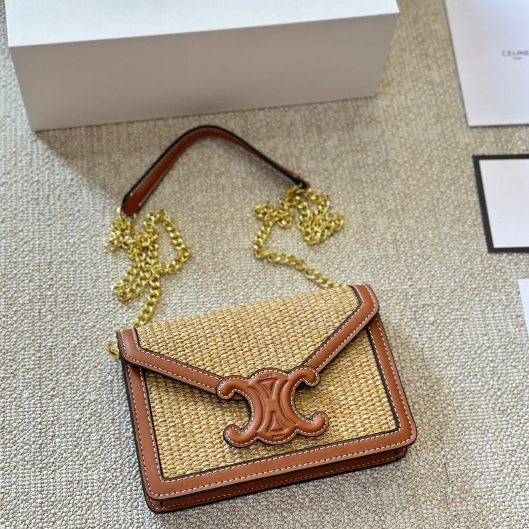 Ce1i*e Wallet On Strap Cuir Triomphe In Raffia Natural 20Cm 10L042Eww 02Nt