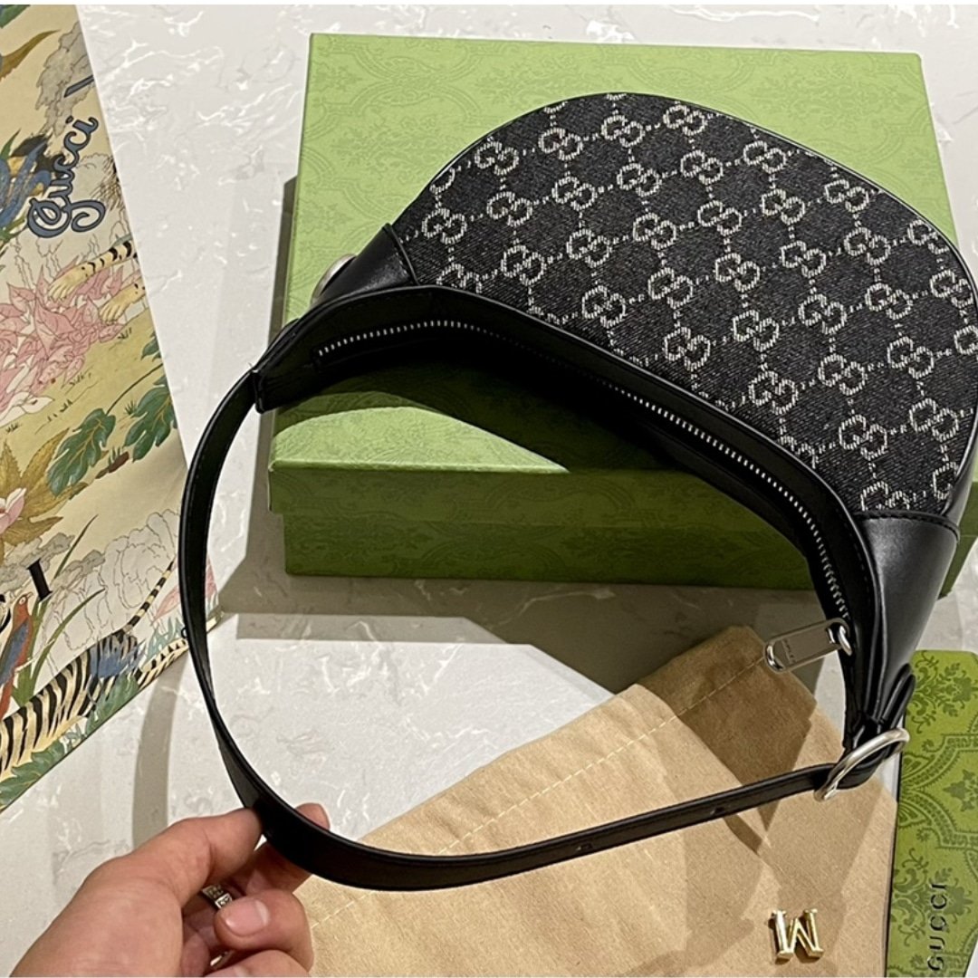 Gvc*1 Ophidia Gg Mini Denim Bag Black And Gray 19Cm 658551 Fac2F 8450