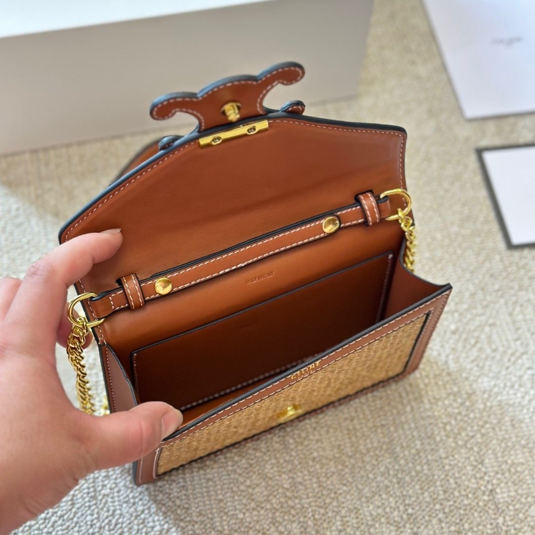 Ce1i*e Wallet On Strap Cuir Triomphe In Raffia Natural 20Cm 10L042Eww 02Nt