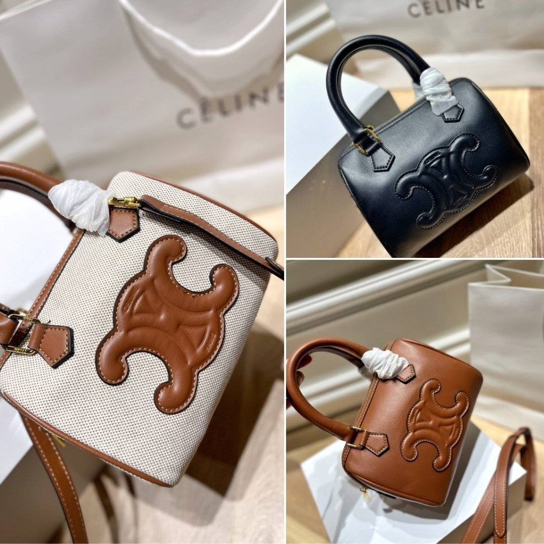 Ce1i*e Small Triomphe Leather Boston Bag In Smooth Calfskin Beige 19Cm 197582Efl 02Nt
