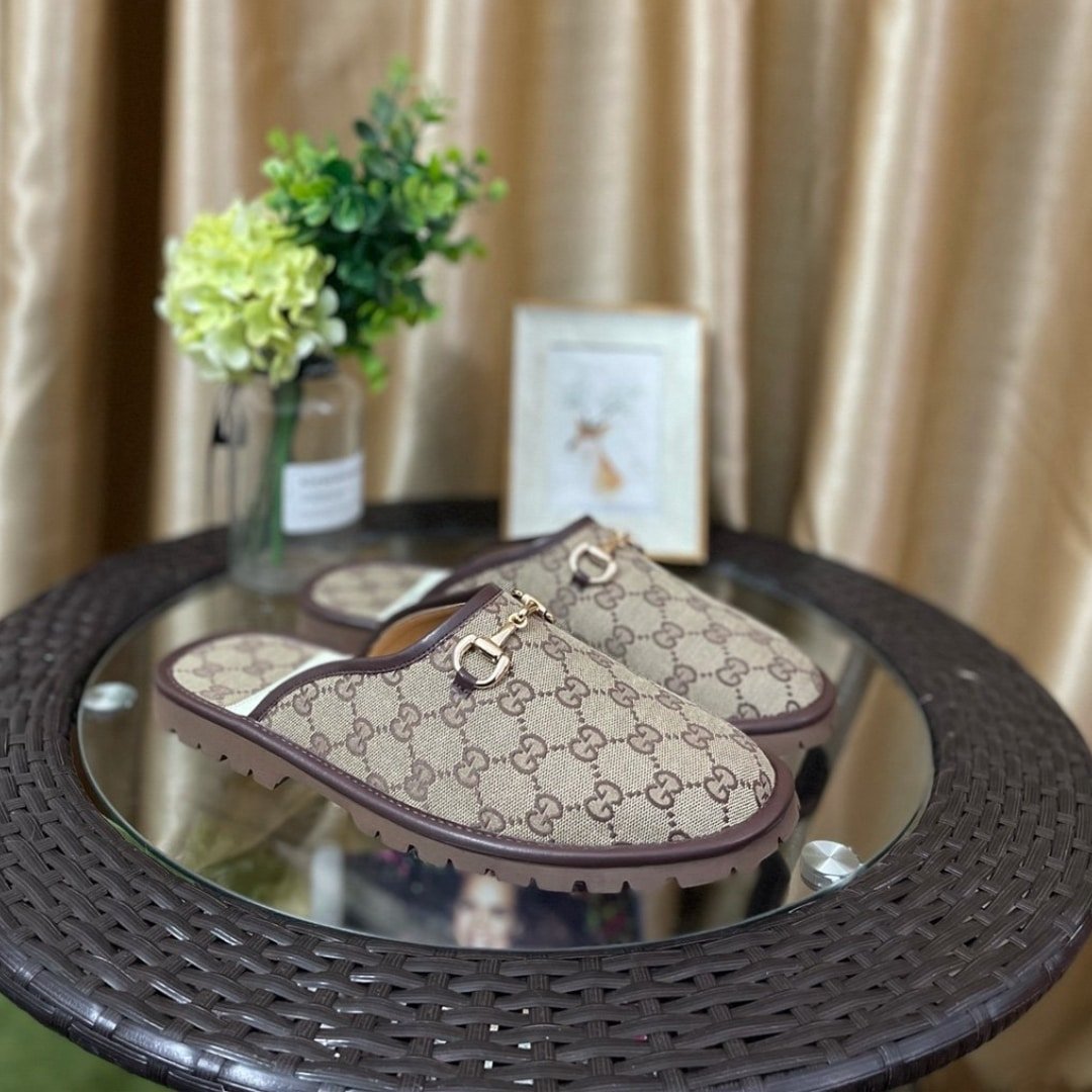 Gvc*1 Gg Slipper Horsebit Canvas Beige 655571 96G60 9762