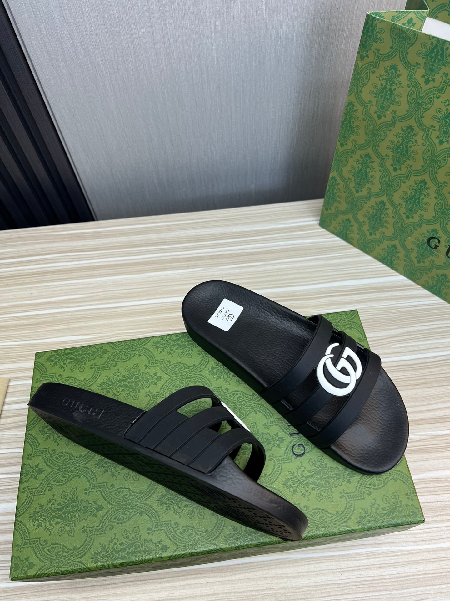 Gvc*1 Slippers Sandals Mules Summer With Gg Logo White
