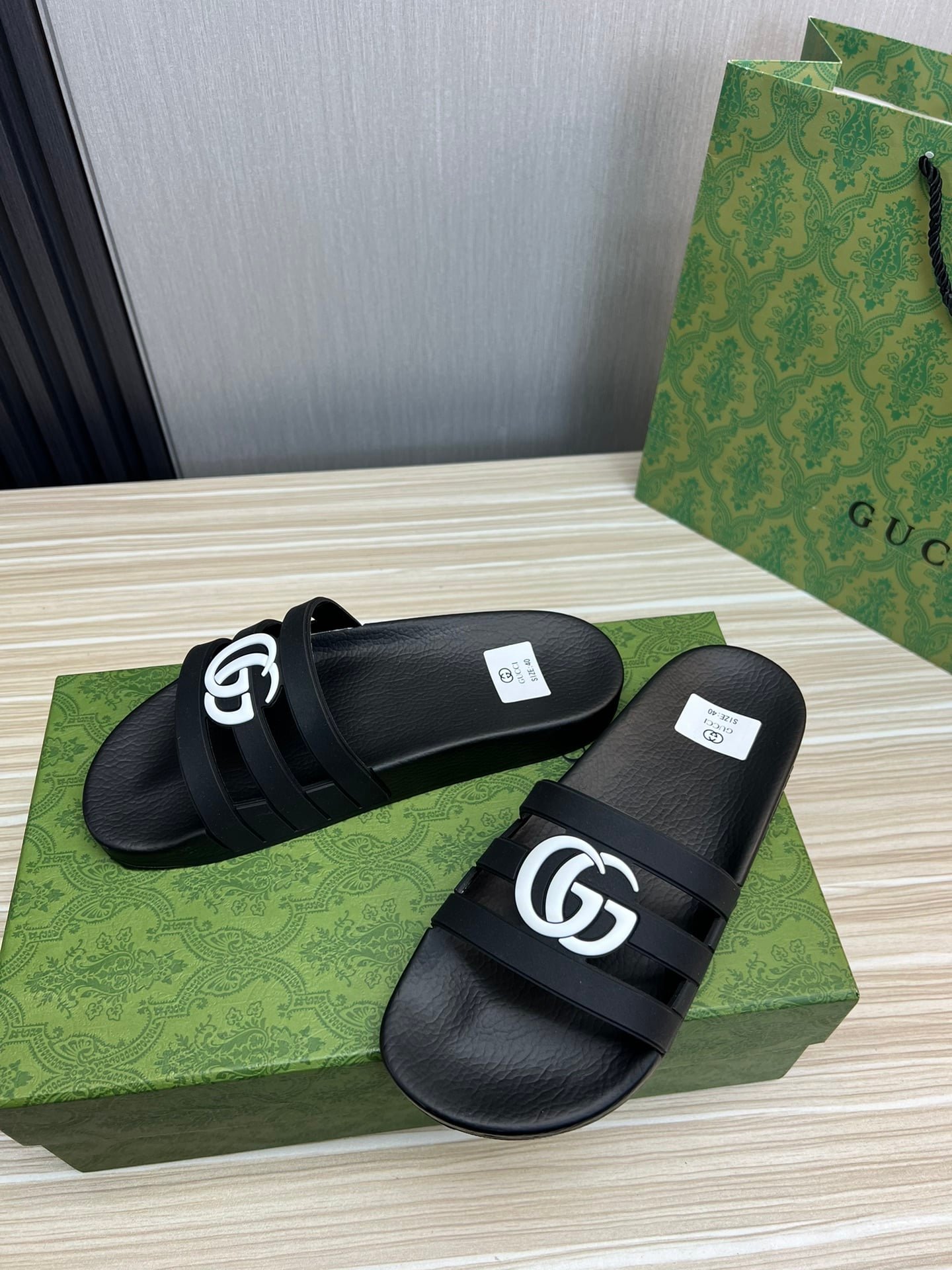 Gvc*1 Slippers Sandals Mules Summer With Gg Logo White