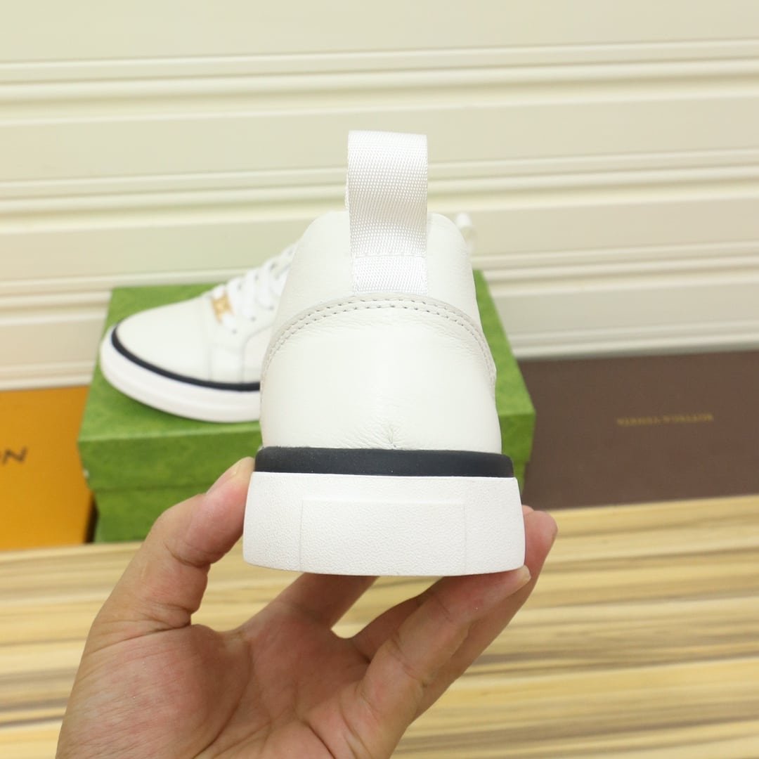 Gvc*1 Men’S Platform Sneaker Leather White With Black Edge