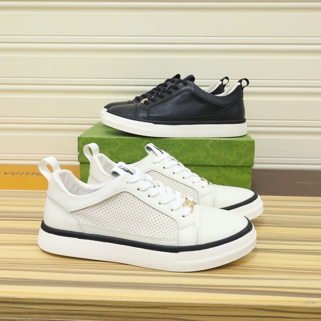 Gvc*1 Men’S Platform Sneaker Leather White With Black Edge