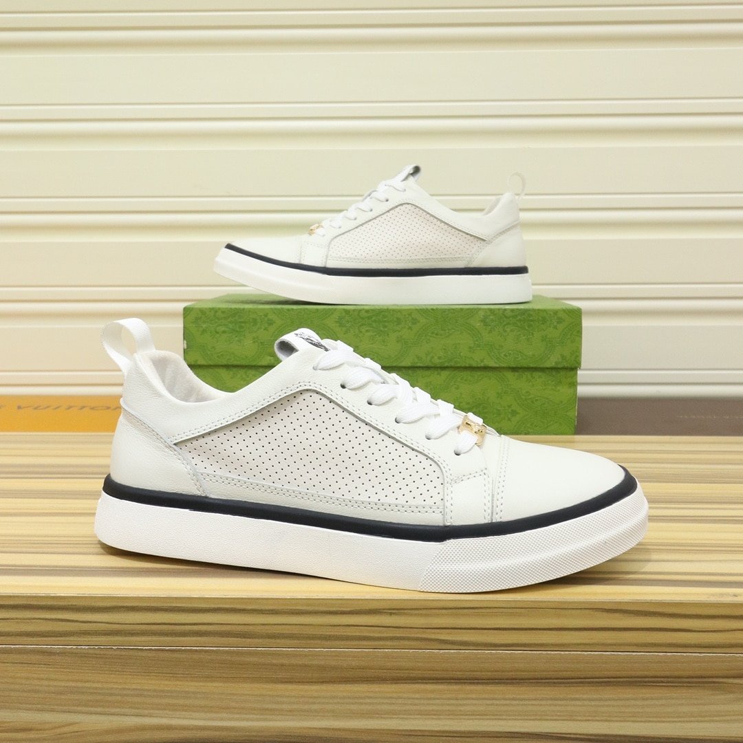 Gvc*1 Men’S Platform Sneaker Leather White With Black Edge