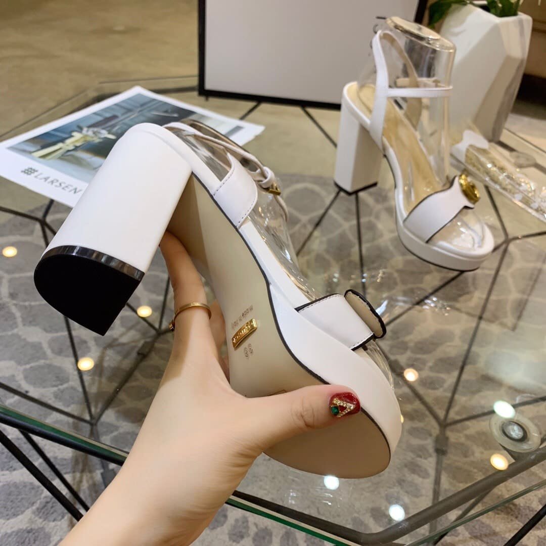 Gvc*1 Gg Leather Heeled Sandal White