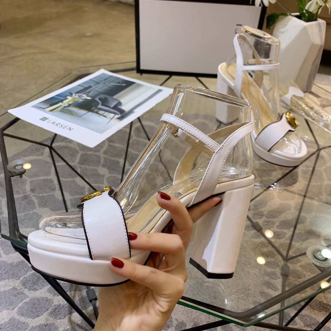 Gvc*1 Gg Leather Heeled Sandal White