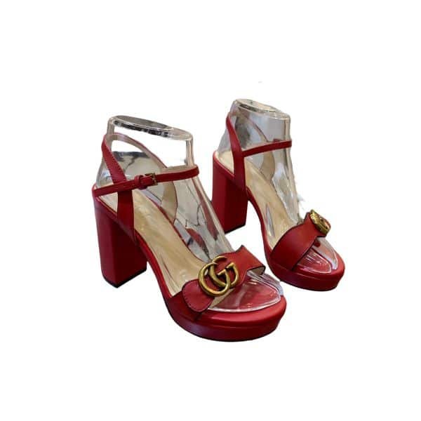 Gvc*1 Gg Leather Heeled Sandal Red