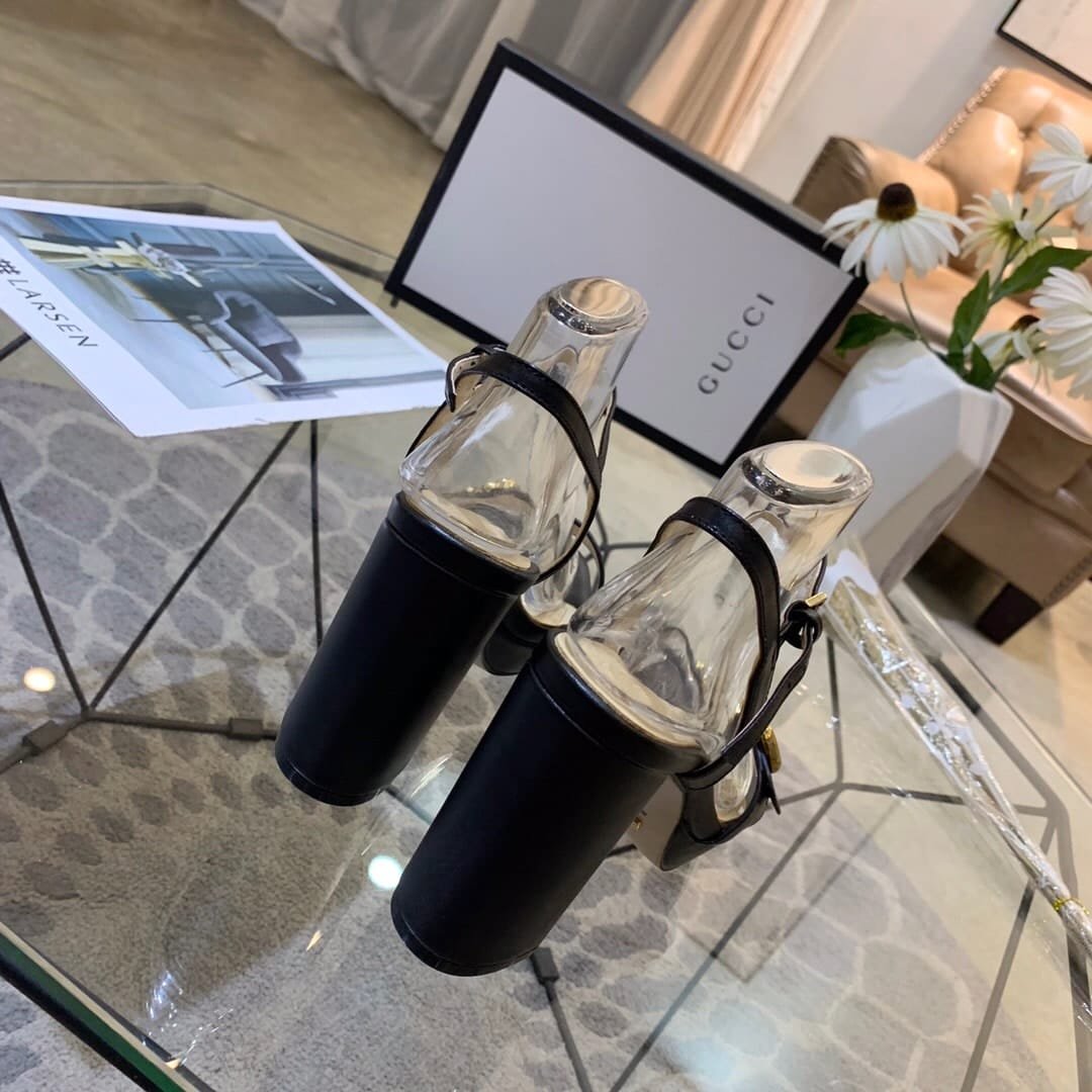 Gvc*1 Gg Leather Heeled Sandal Black