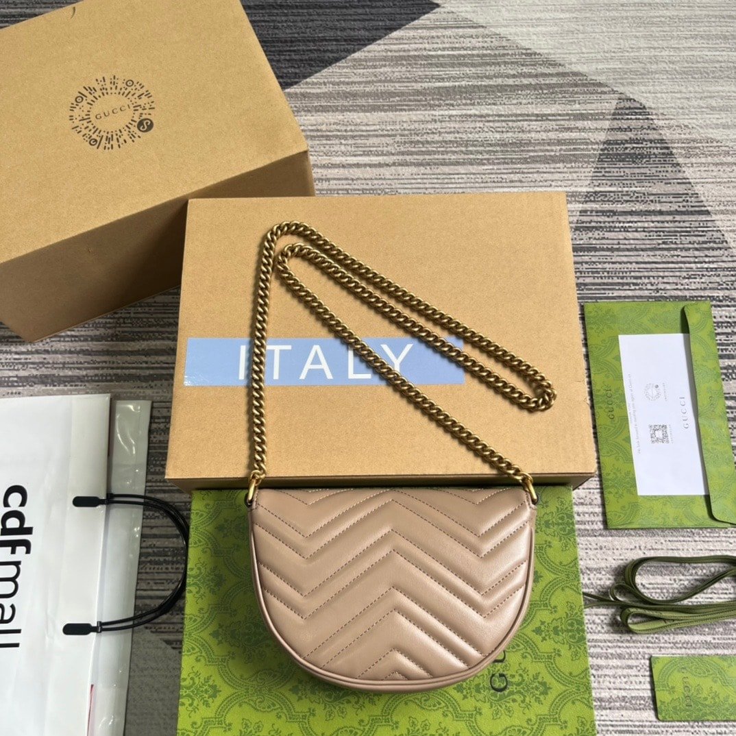 Gvc*1 Gg Marmont Matelassé Chain Mini Bag Beige 20Cm