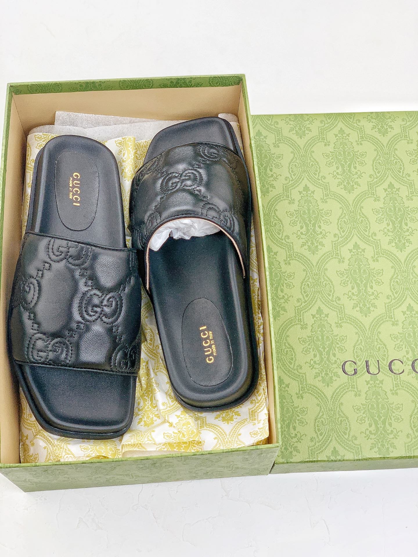 Gvc*1 Womens Gg Matelasse Slide Black 694714 Bko60 1000