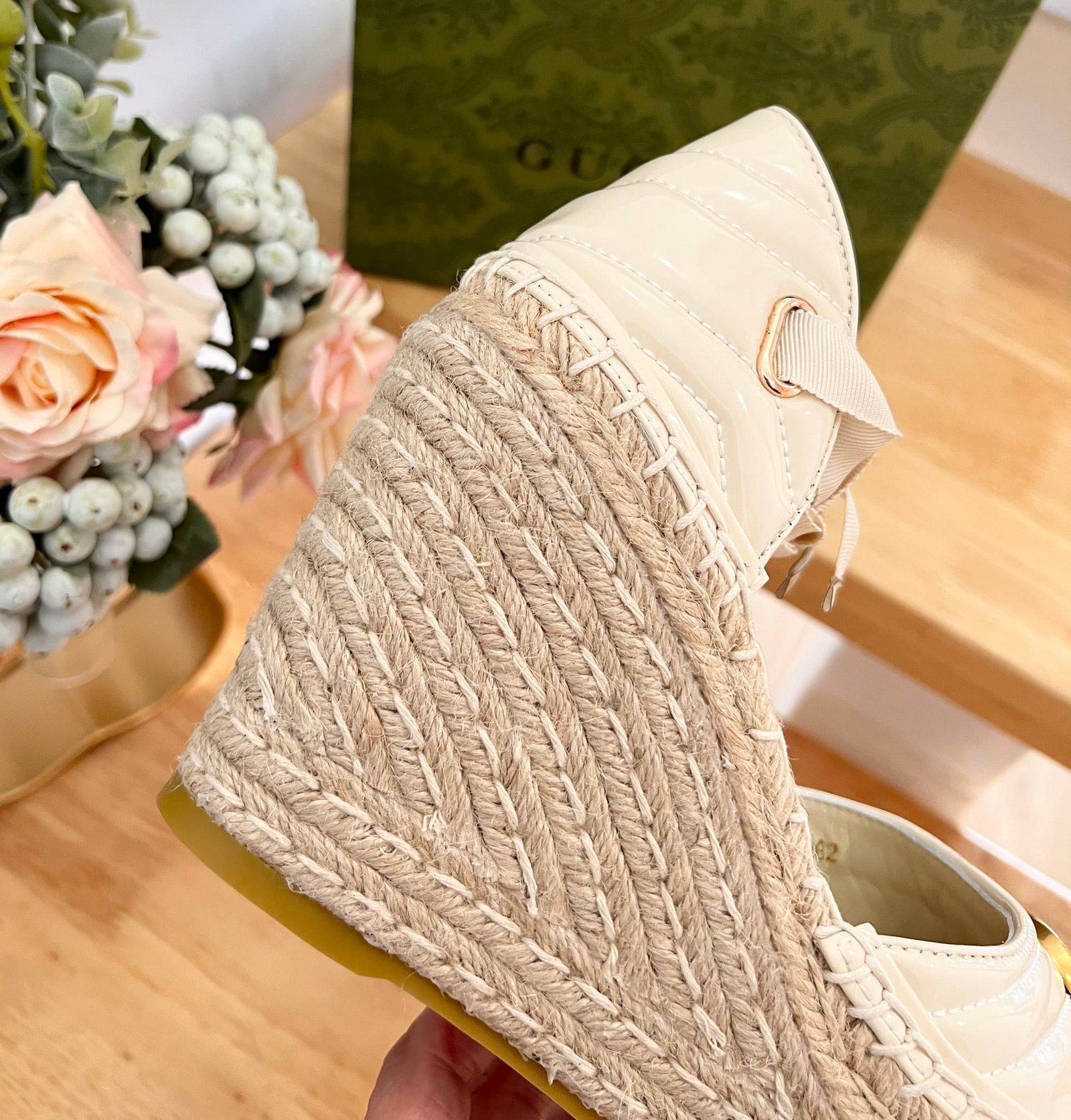 Gvc*1 Leather Platform Espadrille White