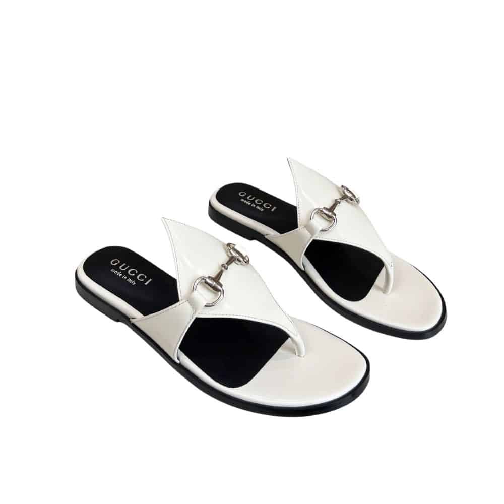 Gvc*1 Women’S Thong Sandal With Horsebit White