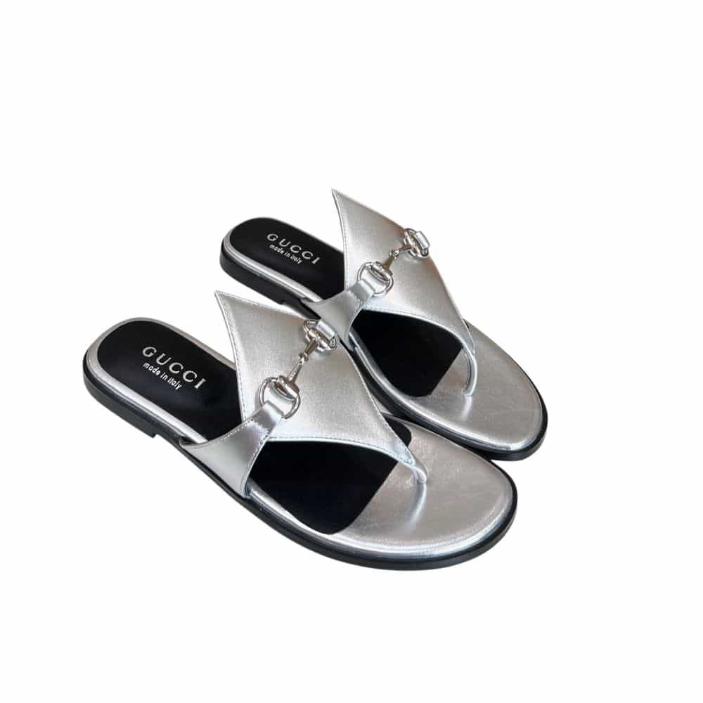 Gvc*1 Women’S Thong Sandal With Horsebit Silver
