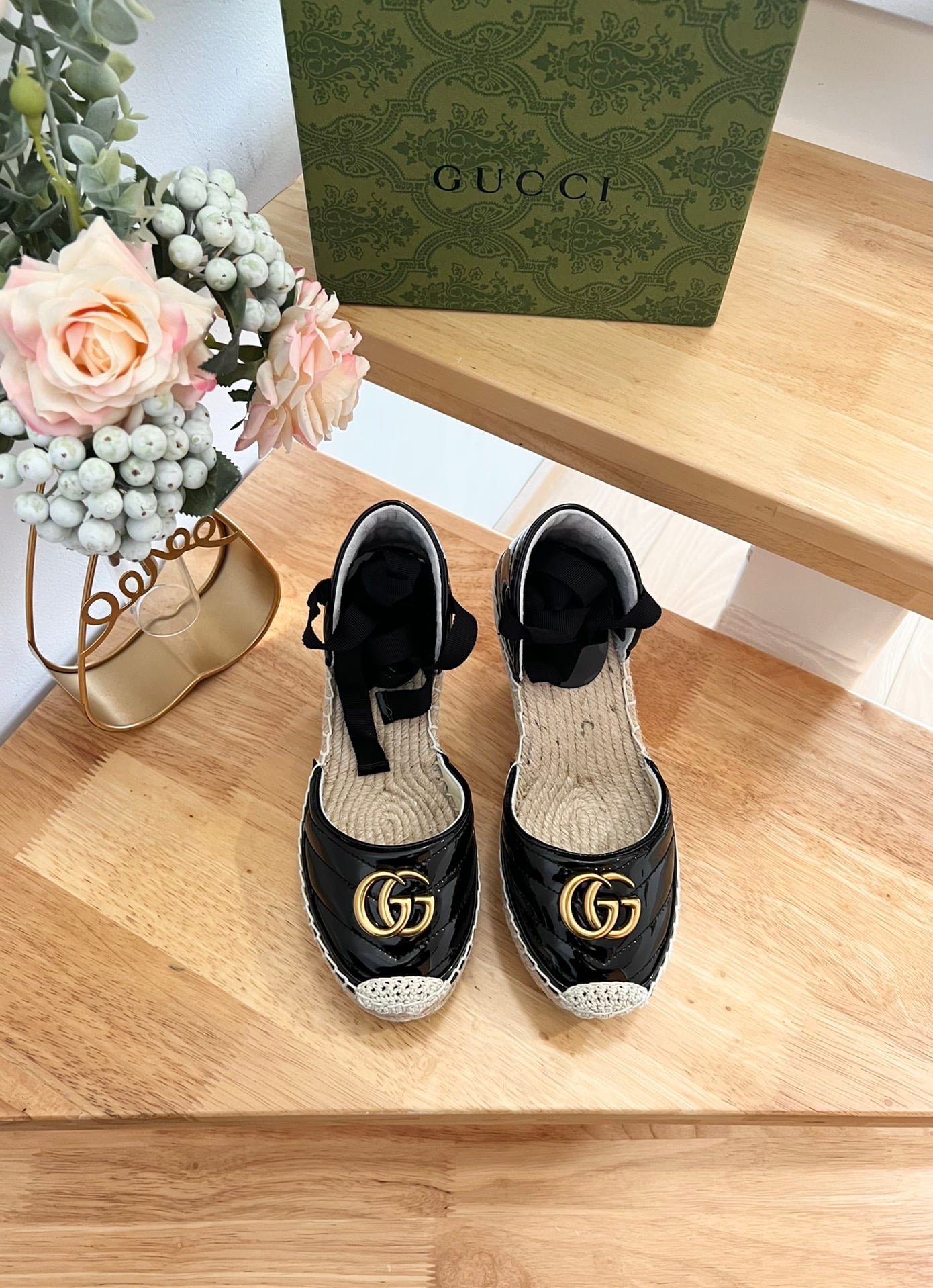 Gvc*1 Leather Platform Espadrille Black 573023 Btmo0 1000