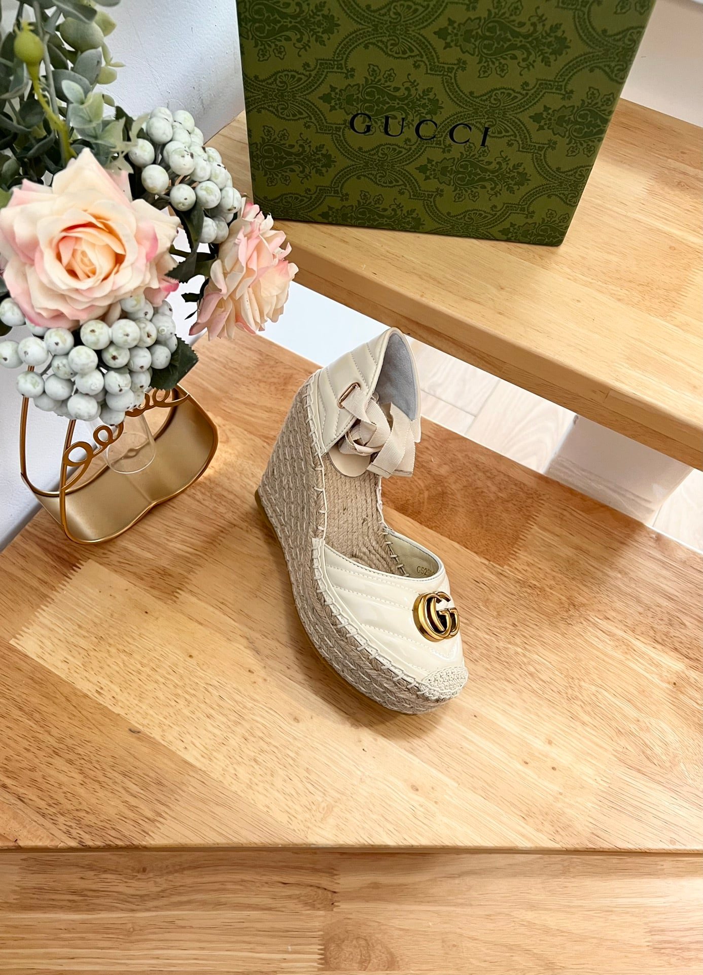 Gvc*1 Leather Platform Espadrille White