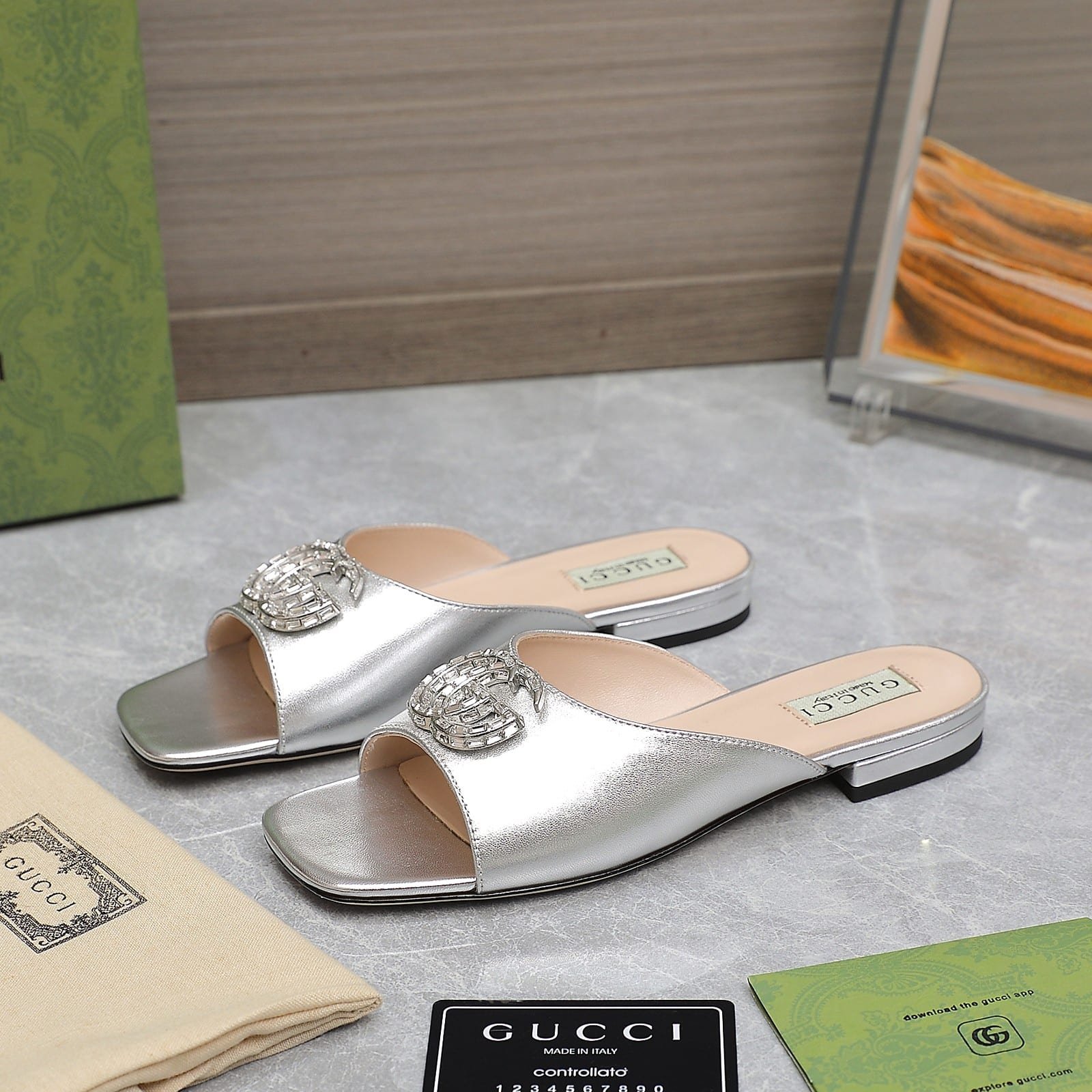 Gvc*1 Gg Crystal Slippers Silver