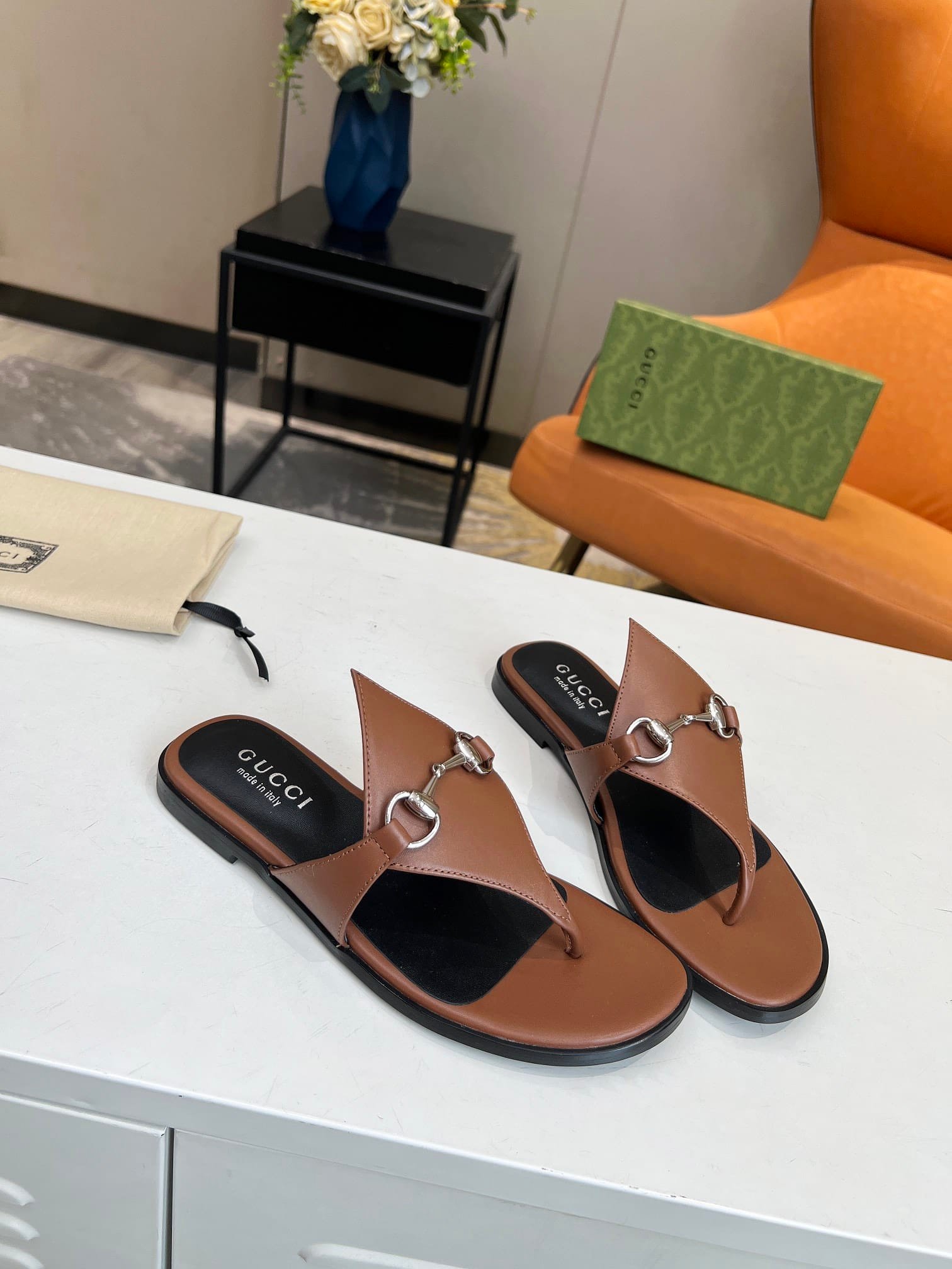Gvc*1 Women’S Thong Sandal With Horsebit Brown