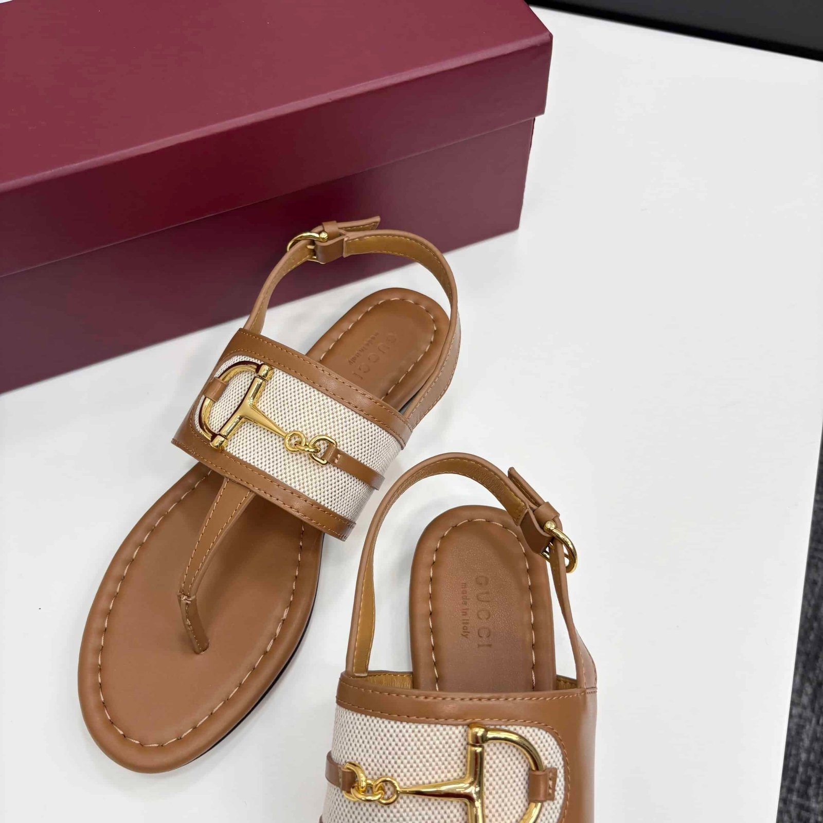 Gvc*1 Women’s Thong Sandal With Horsebit Light Brown 834431 Aaezj 2744