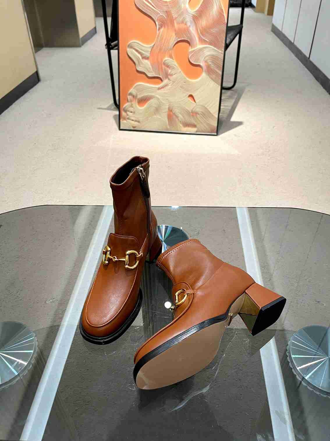 Gvc*1 Horsebit Plaque Ankle Boots Brown 719830 1Do50 2347