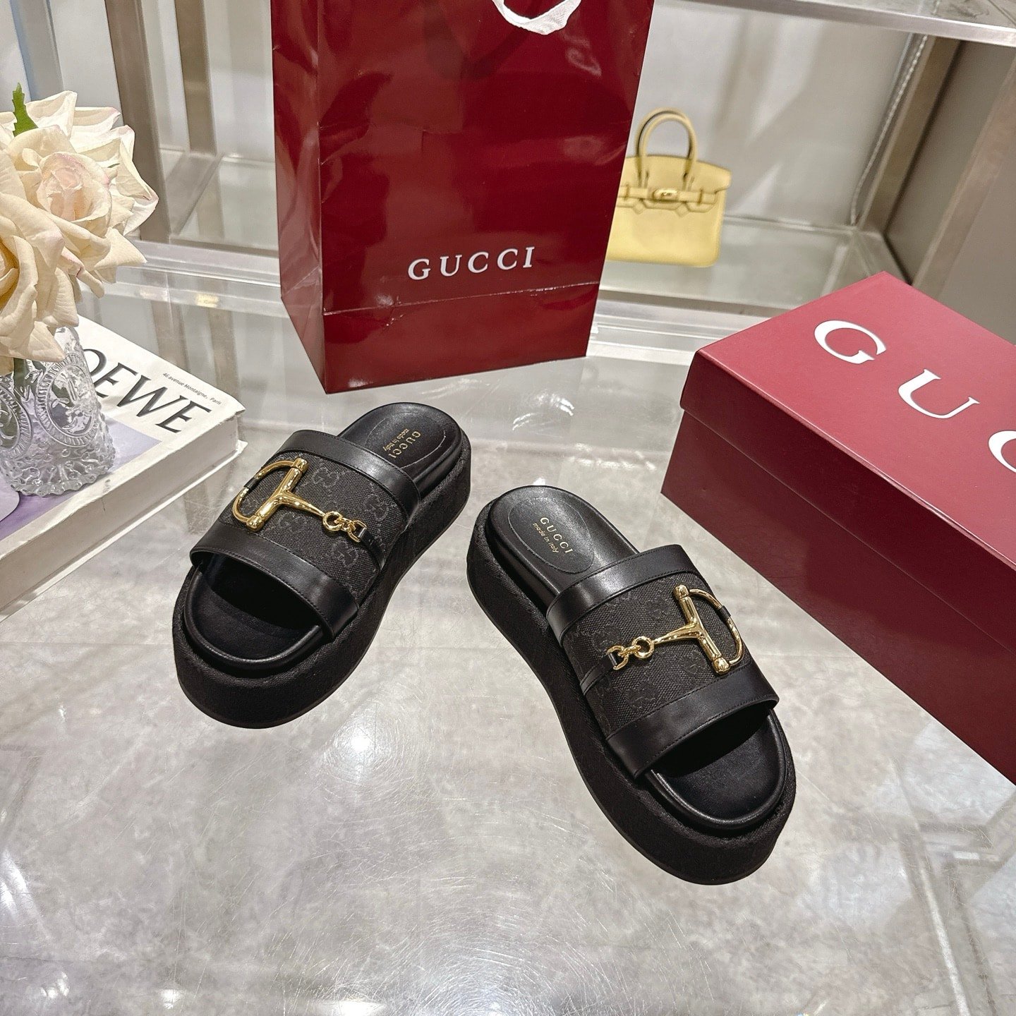 Gvc*1 Women’S Platform Slides With Horsebit Black