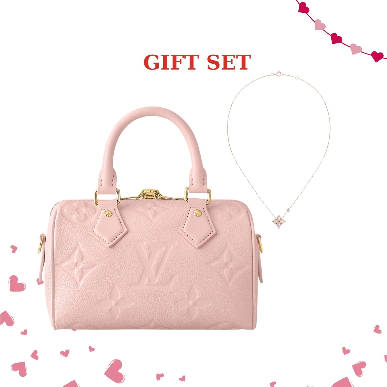 Gift Set: L0vis Vvtt0n Speedy Bandoulière 20 Monogram Pink 20Cm M47136 With Colour Blossom Bb Star Pendant Pink Gold Pink Mother Of Pearl And D1am0nd Q93612