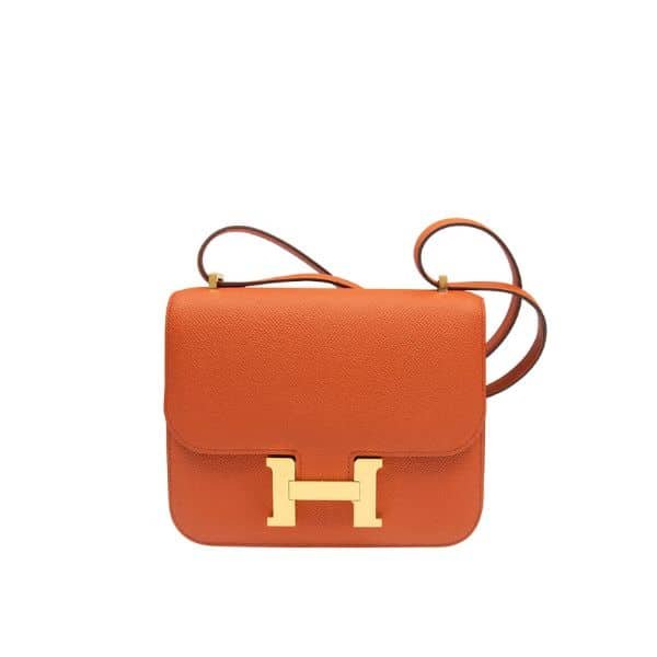 H**me5 Constance Mini Epsom Gold Toned Hardware Orange 18Cm