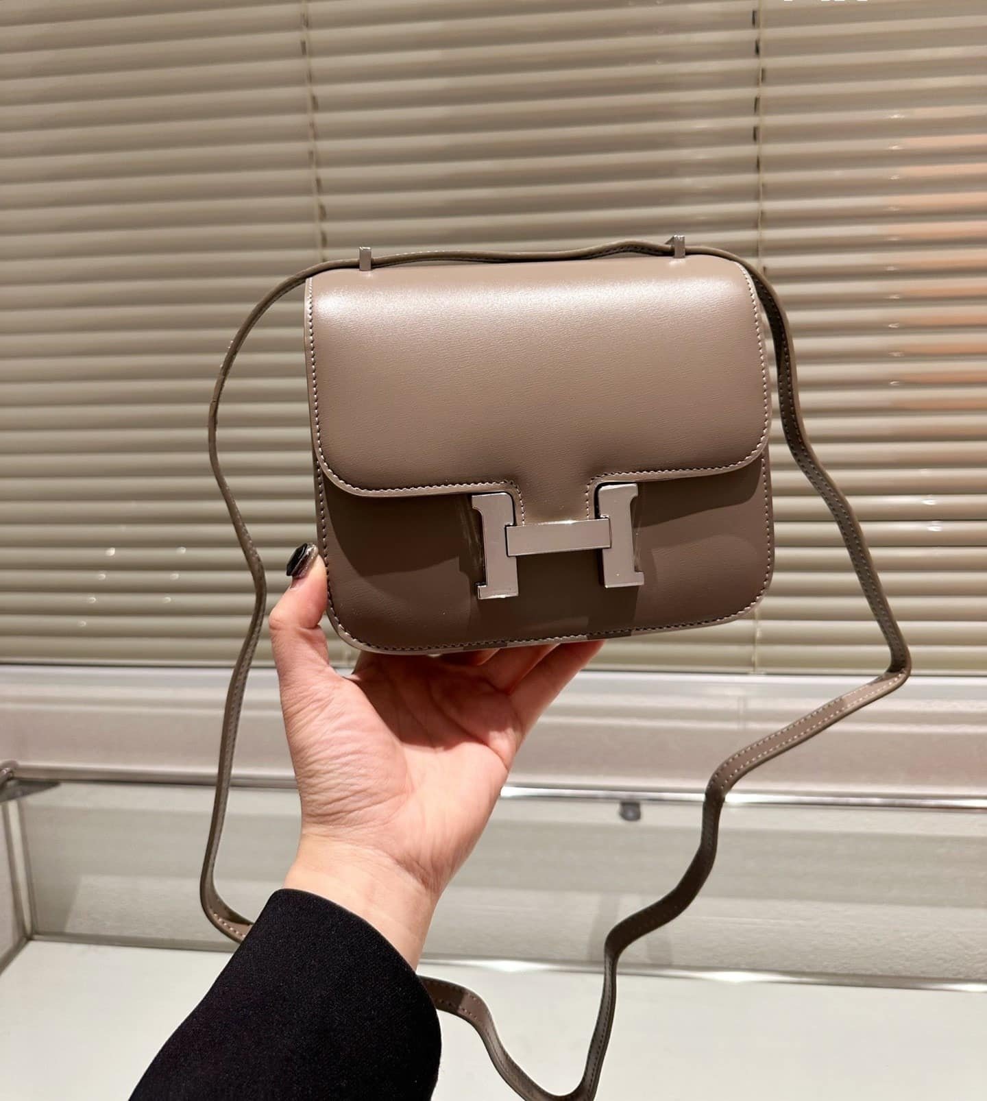 H**me5 Constance Mini Etoupe Epsom Dark Beige 18Cm