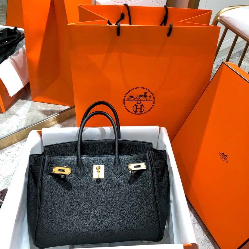 H**me5 Birkin 25 Togo Leather Gold Hardware Black 25Cm
