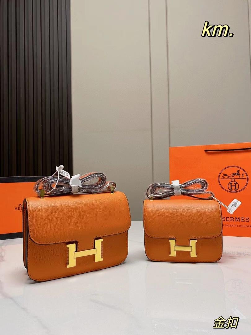 H**me5 Constance Mini Epsom Gold Toned Hardware Orange 18Cm
