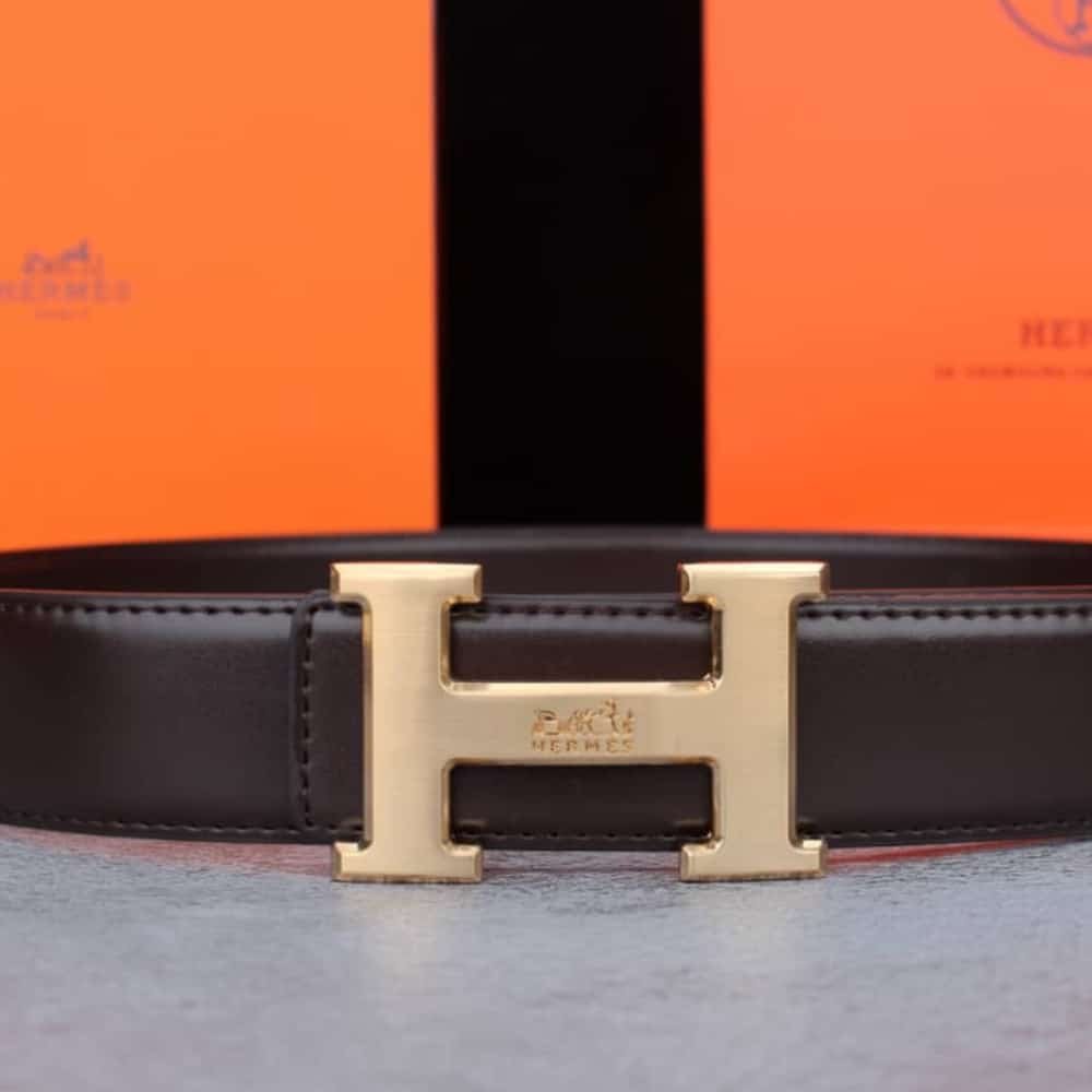 H**me5 H Belt Buckle Reversible Leather Strap Black