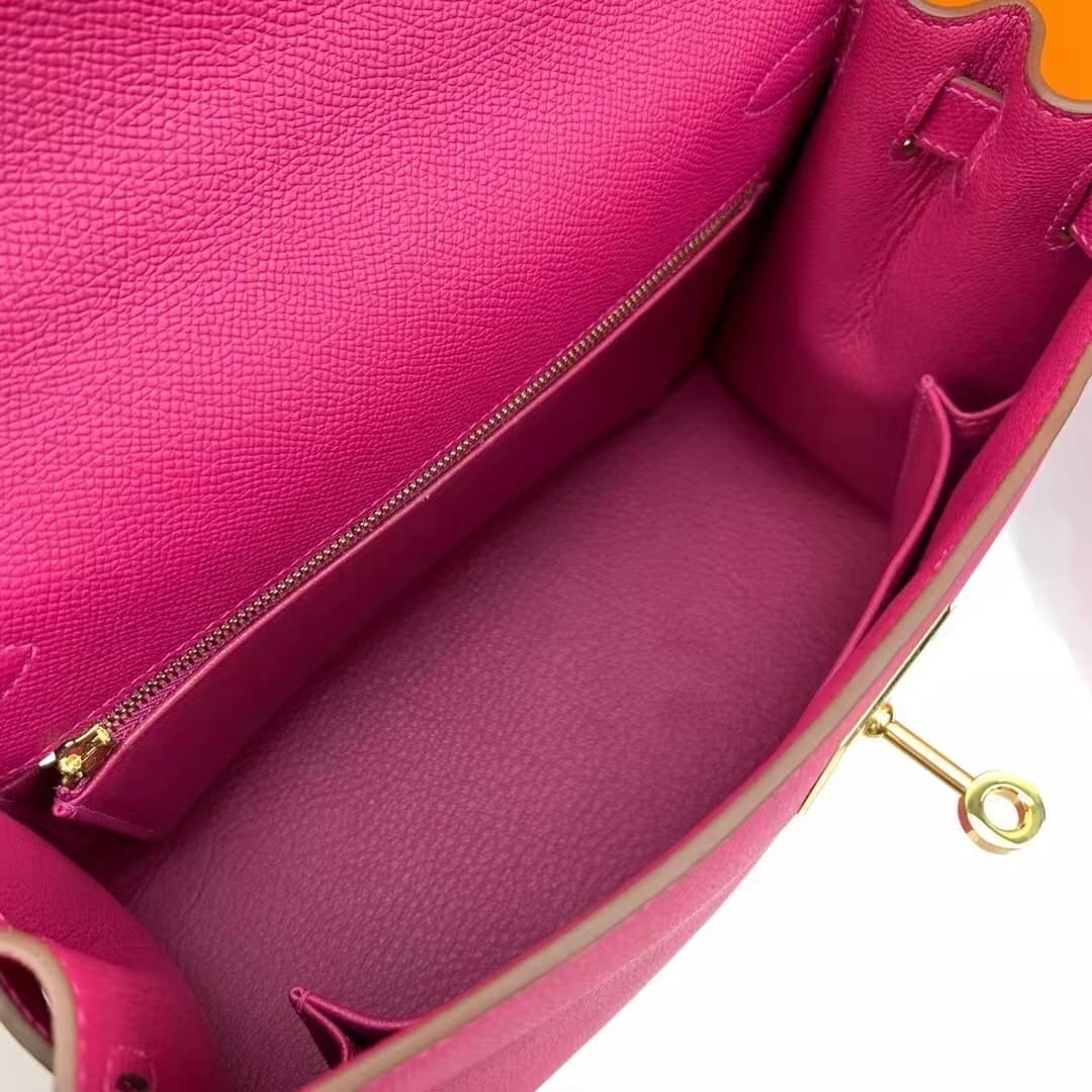 H**me5 Kelly 25 Epsom Dark Pink Gold Hardware 25Cm