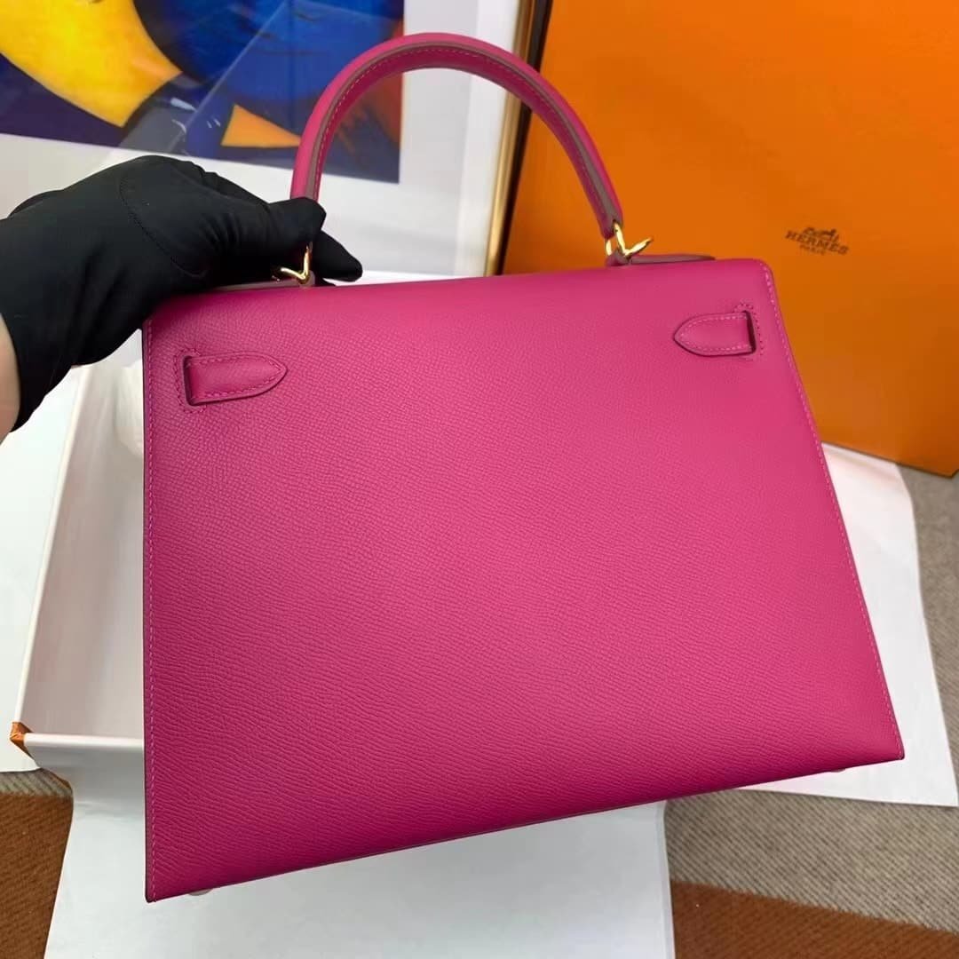 H**me5 Kelly 25 Epsom Dark Pink Gold Hardware 25Cm