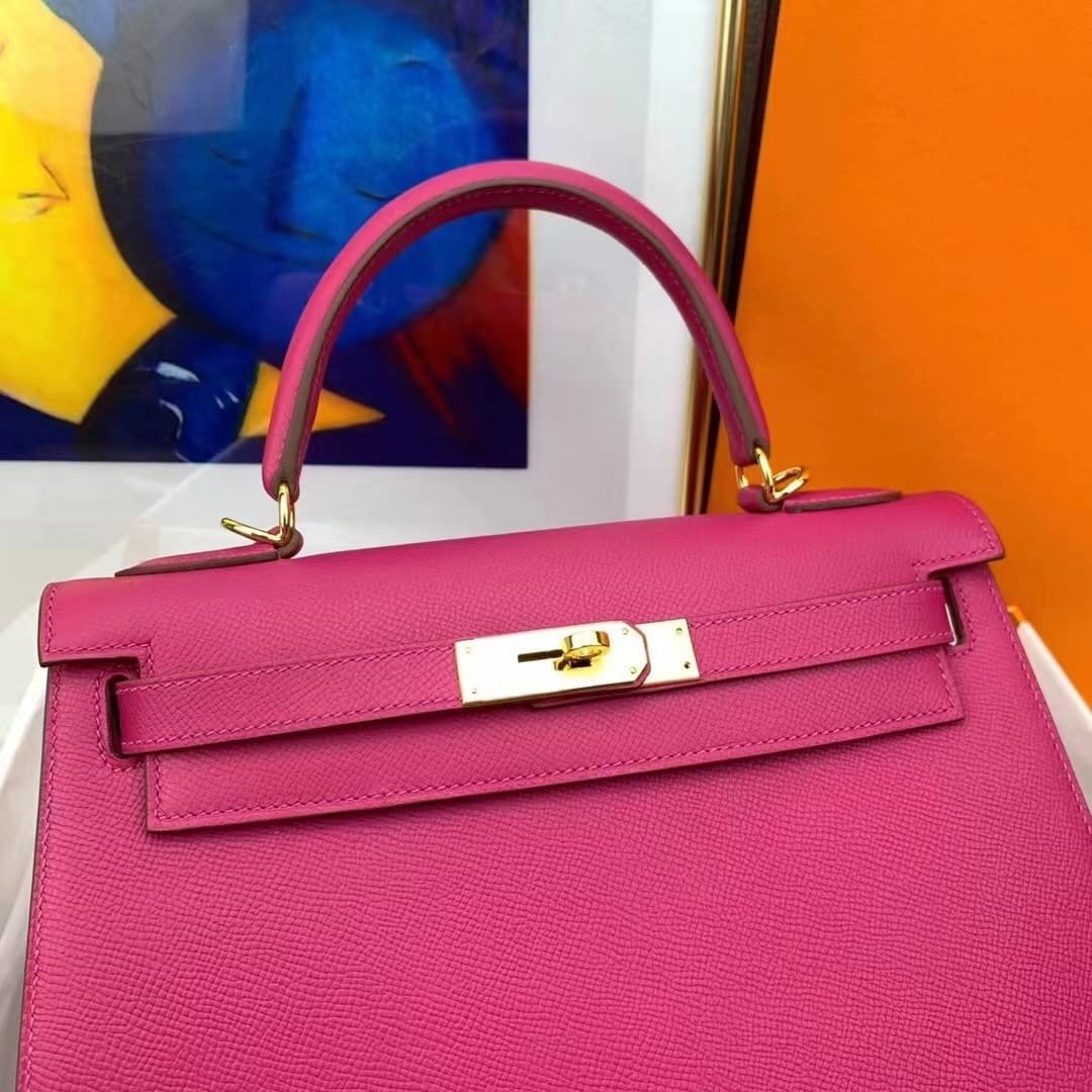 H**me5 Kelly 25 Epsom Dark Pink Gold Hardware 25Cm