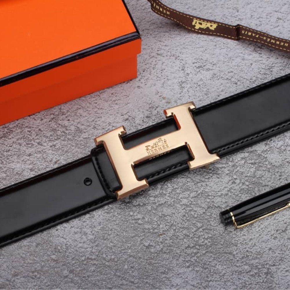 H**me5 H Belt Buckle Reversible Leather Strap Black